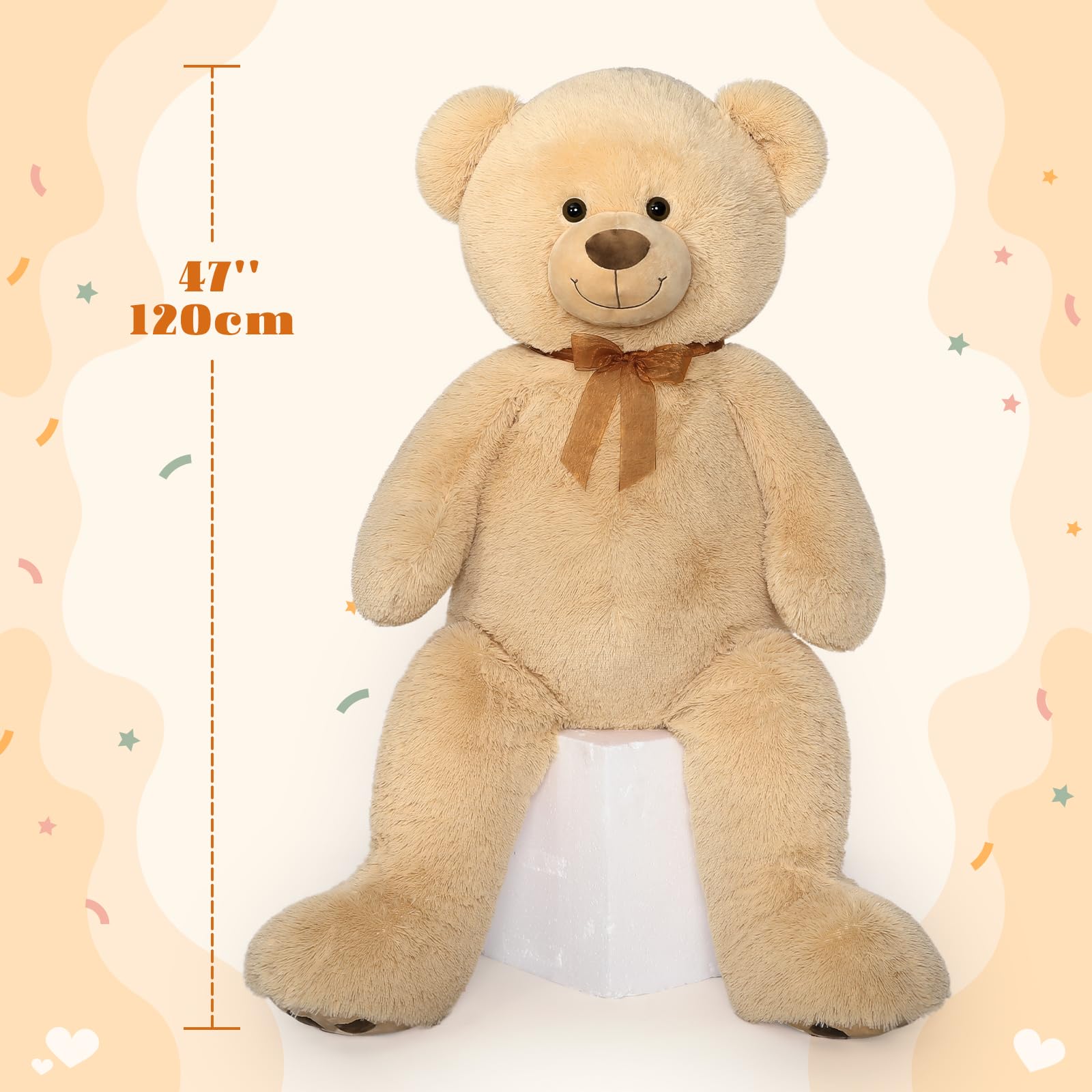 Amazon.com: Tezituor 4 Ft Light Brown Giant Teddy Bear Plush with